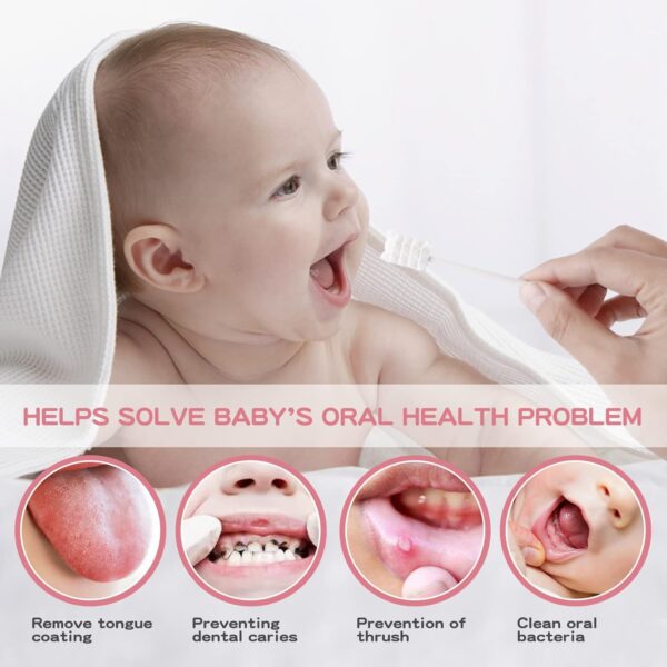 60Pcs Baby Tongue Cleaner, Baby Toothbrush, Disposable Baby Mouth Cleaner, Soft Gauze Toohthbrush Newborn Oral Cleaning Stick Dental Care for 0-36 Month Baby