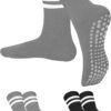 AURUZA Pilates Grippy Socks with Grips for Women Non Slip Skid Yoga Socks Crew Length for Ballet Home Workout Hospital