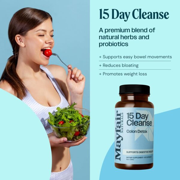 30 Day Supply,15 Day Cleanse Colon Detox, 60 Capsules (30 Servings), Natural Laxative for Constipation and Digestive Health Supplement, Dietary Supplement