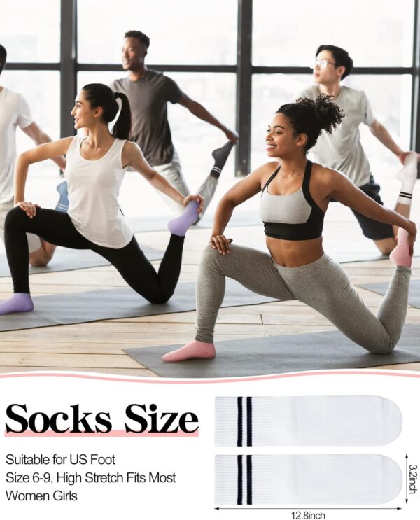 Sintege 6 Pairs Pilates Socks Yoga Socks with Grips for Women Non Slip Barefoot Workout Crew for Pregnant Ballet Dance