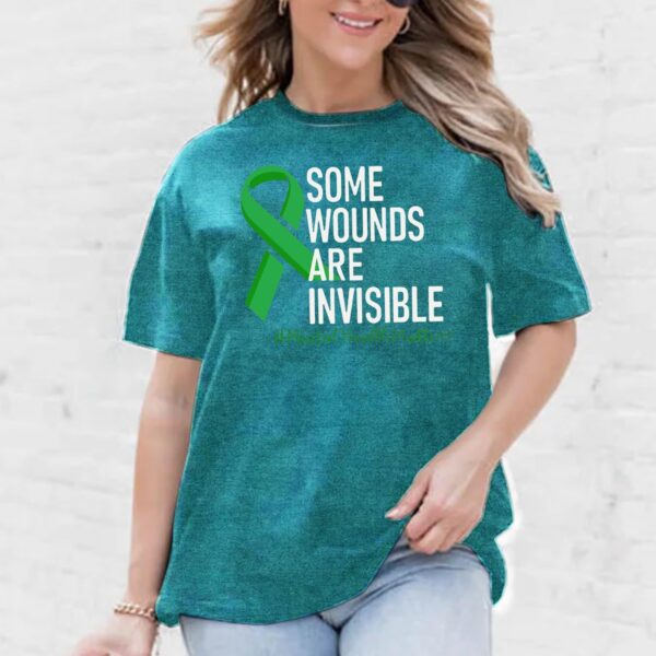 Womens Mental Health Matters Shirts Green Ribbon Awareness T-Shirt Inspirational Tee Top