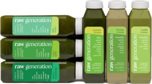 Raw Generation 1-Day Lower Sugar Detox Cleanse - Beginner Juice Cleanse | Boost Digestion & Eliminate Bloating | Full Body Detox | Less Sugar & 47g Protein Daily | Non-GMO, 100% Plant-Based Juices