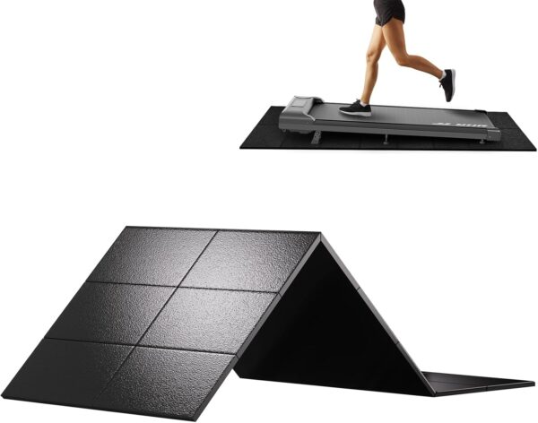 71bJXMhn4oL._AC_SL1500_.jpg HOVSCO Foldable Treadmill Mat Non-Slip Exercise Bike Mat, 1/4" Thick, 30"x63" Waterproof Walking Pad Mat for Carpet, Hardwood Floors, Workout, Indoor Bikes, Fitness Equipment, Home Yoga