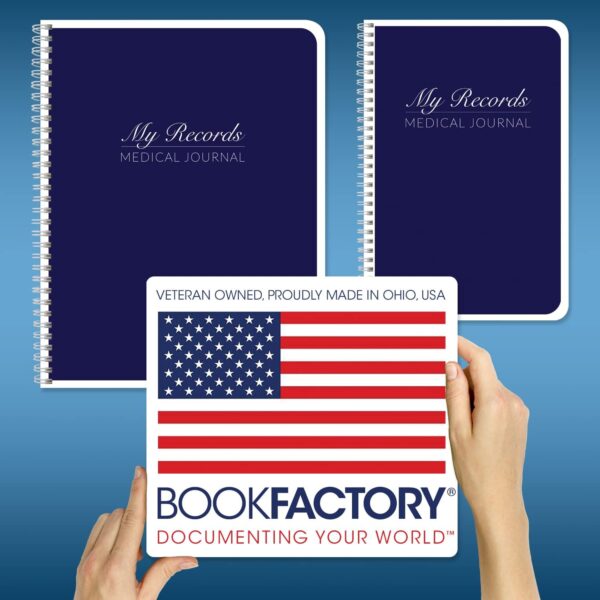 BookFactory Personal Medical Journal My Medical History Logbook Daily Medications Log Book Medicine, Treatment, Doctor Visit Tracking Records - Wire-O, 100 Pages 6" x 9" (JOU-100-69CW-PP-(Medical))