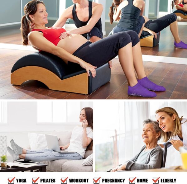 Yoga Socks with Grips for Women Non Slip Pilates Socks Anti Skid Grippy Ankle Athletic Socks 3 Pairs