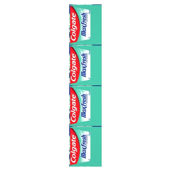 Colgate Max Fresh Whitening Toothpaste with Mini Strips, Clean Mint Toothpaste for Bad Breath, Helps Fight Cavities, Whitens Teeth, and Freshens Breath, 6.3 Ounce (Pack of 4)