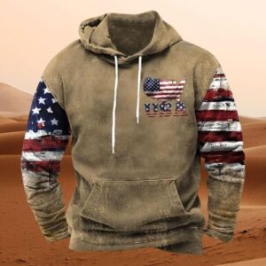 ZOCAVIA American Flag Hoodies for Men USA Graphic Hooded Sweatshirts Drawstring Western Ethnic Boys Pullover Tops