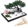 Zen Garden Kit 11x8 with White Sand Japanese Mini Beach Zen Sand Artificial Bonsai Tree Rocks Rakes and Accessories for Prayer,Home,Office Desk Zen Sand Garden,Sand Tray Meditation Room