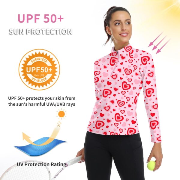 WOWENY Women's Long Sleeve Athletic Shirts Quarter Zip Pullover Collared T-Shirt Workout Print Tennis Top