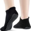 4 Pairs Non Slip Yoga Socks, Women Grips Socks for Pilates Barre Home Workout Hospital Anti Skid Socks for Men
