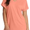 XIEERDUO Womens Summer Tops Short Sleeve Shirts Casual V Neck T Shirt Loose Fit Comfy