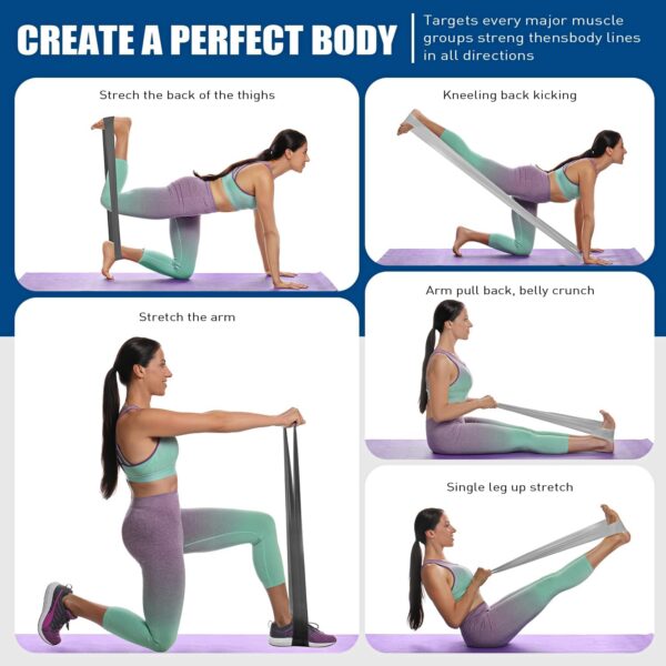 Resistance Bands, Exercise Bands, Physical Therapy Bands for Strength Training, Yoga, Pilates, Stretching, Stretch Elastic Band with Different Strengths, Workout Bands for Home Gym