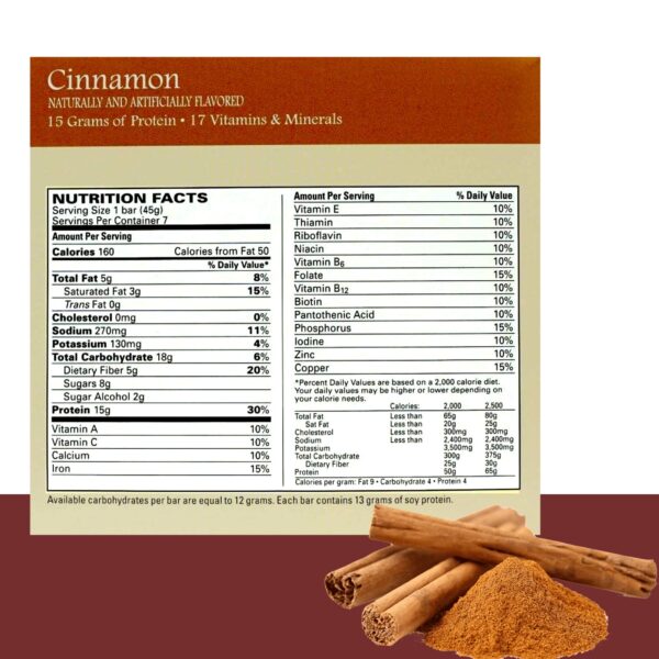 BestMed - High Protein Nutrition Bar - Low-Carb, 15g Protein, Low Sugar, High Fiber, Low Calorie, Meal Replacement Bar (Cinnamon, 1 Box - 7 Count)