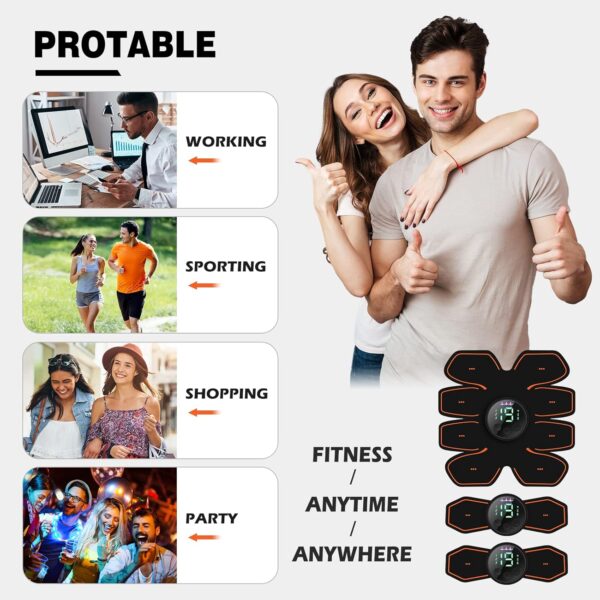 ABS Stimulator Workout Equipment, Ab Machine USB Rechargeable Gear for Abdomen/Arm/Leg, Strength Training Equipment for Men and Women
