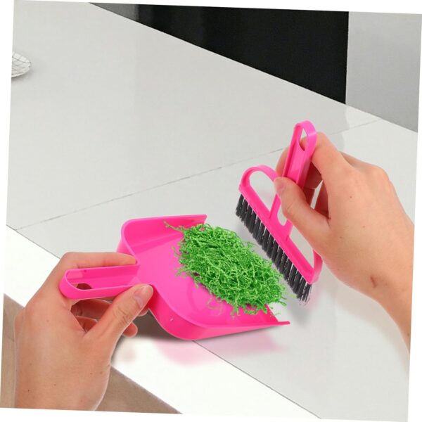 minkissy Handheld Mini Broom and Dustpan Set Tiny Cleaning Table Broom Sweep Brush for Desktop Bed Car Desk Keyboard Countertop Nest Rosy