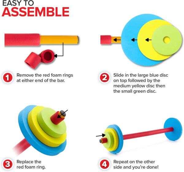 Modern Innovations Kids Barbell Weight Set, Toy Workout Equipment, Kid Weights for Exercise, Toddler Fun & Fitness (Colorful)…