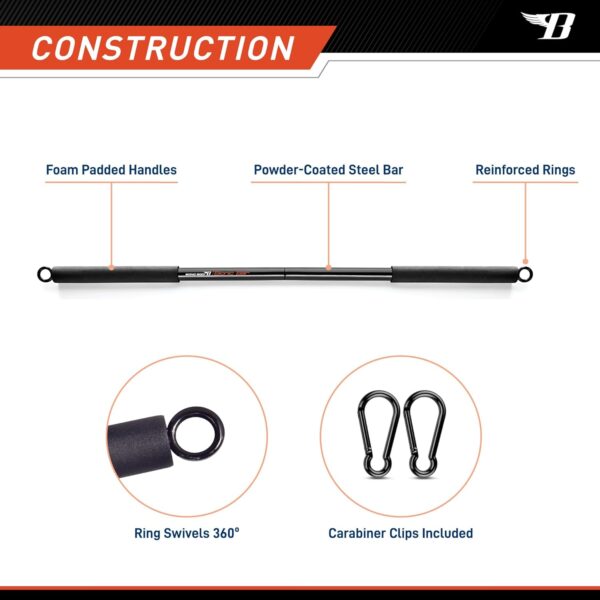 Professional Resistance Exercise 36" Light Weight Bar and All-in-one 6-pc Resistant Accessory Kit with 20/30/40lb Bands, Door Anchor and Ankle/Arm Straps for Home Physical Training