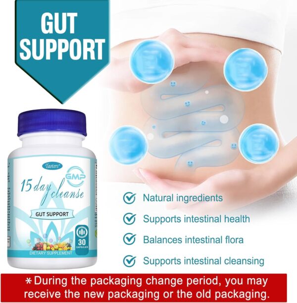 15 Day Cleanse Gut Support 1 Pack | Colon Broom, Detox Supplement with Senna, Cascara Sagrada & Psyllium Husk, for Men and Women | 30 Capsules