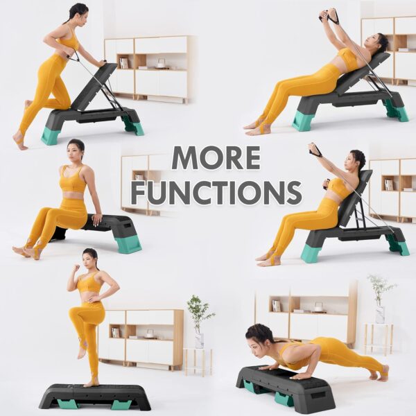 leikefitness Multifunctional Aerobic Deck with Cord Workout Platform Adjustable Dumbbell Bench Weight Bench Professional Fitness Equipment for Home Gym