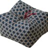 EMOOR Japanese Buckwheat Hulls Seiza Cushion Large 10x10x7in Made in Japan (Hemp-Leaves Blue), Natural Buckwheat Husks Sobagara Floor Sitting Pillow Tatami Cool Nap Side Sleepers