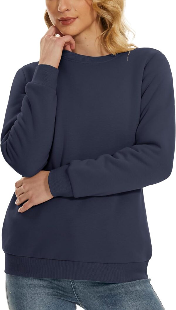 MAGCOMSEN Women's Sherpa Lined Sweatshirts Thermal Casual Crewneck Fleece Pullover Winter Warm Thick Long Sleeve Tops