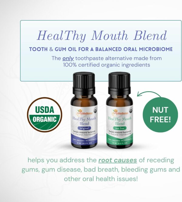 OraWellness Nut Free Healthy Mouth Blend Organic Toothpaste & Mouthwash Alternative Tooth Oil, Natural Mouth Rinse for Healthy Teeth & Gums for Women, Men and Kids, Pack of 3
