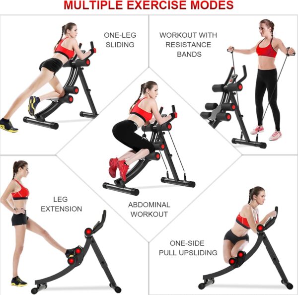 71c8RDabySL._AC_SL1500_.jpg KESHWELL Ab Machine,Abs Workout Equipment for Home Gym,Whole Body Workout Waist Trainer for Women,Adjustable Abdominal Cruncher,Foldable Core Abs Exercise Machine with Resistance Bands&LCD Display