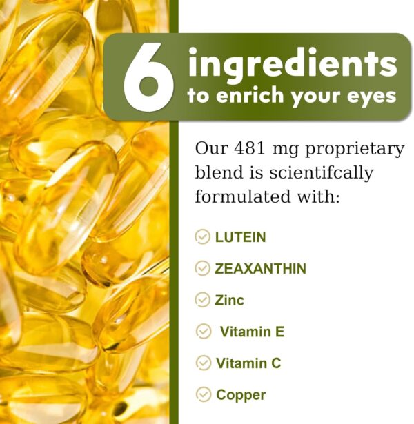 Eye Vitamin & Mineral Supplement with Lutein, Zeaxanthin, Supports Eye Strain, Vision Health for Adults with Vitamins C & E, Vegan Eye Vitamins Supplement - 90 Capsules (3pcs)