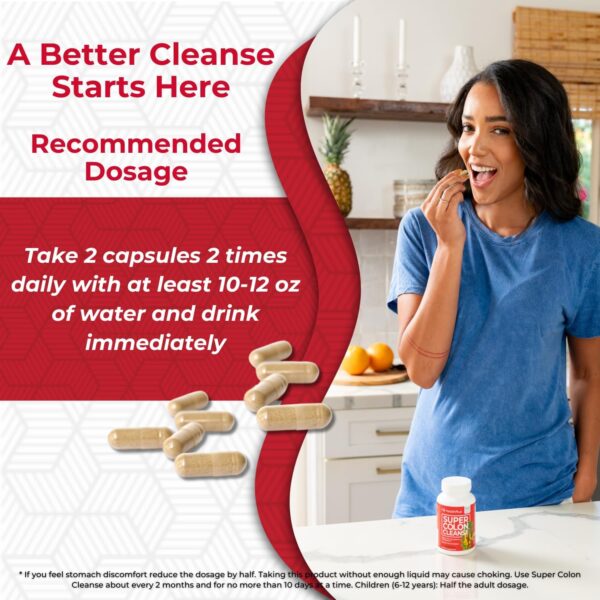 Health Plus Super Colon Cleanse 15 Day Supply of Gentle Gut Cleanse Detox, Psyllium Husk, Probiotics for Constipation Relief & Digestive Support, 60 Capsules