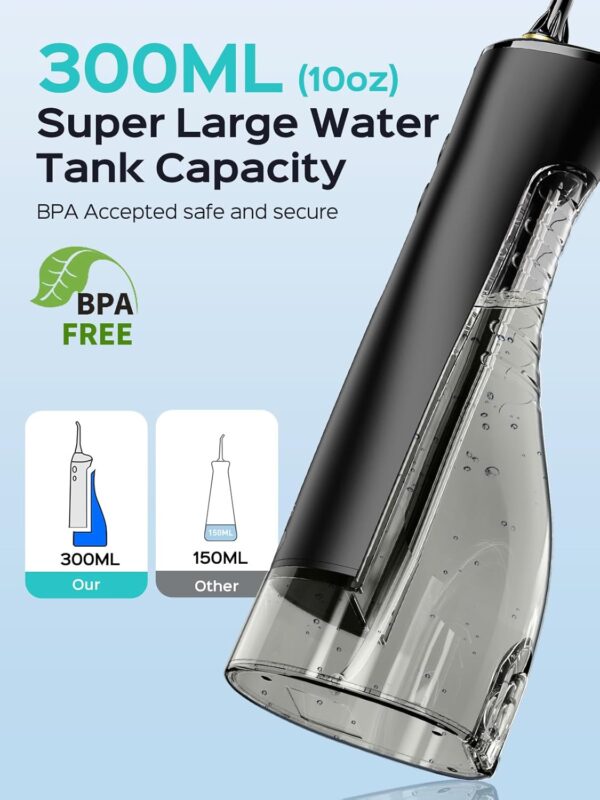 Water Flosser, Water Dental Flosser for Teeth Pick: COSLUS 10 Levels Smooth Control Portable Rechargeable Oral Irrigator Cordless Waterproof, 300ML Electric Flossing Cleaner Deep Cleaning 2025 Upgrded