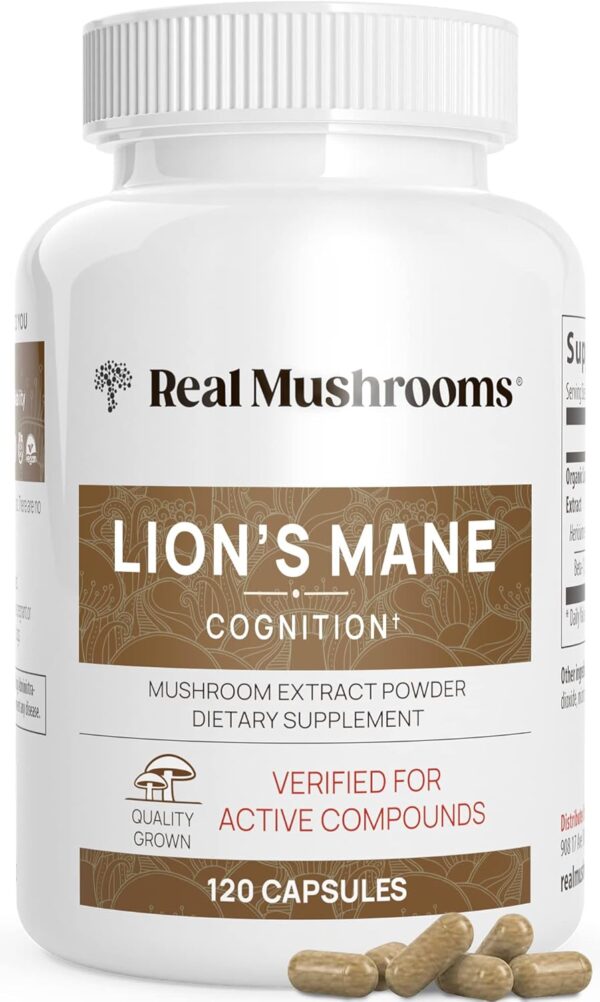 71cJHXfHdWL._AC_SL1500_.jpg Lions Mane Mushroom Cognition Capsules (120 Capsules) Lions Mane Mushroom Powder Extract Capsules | Brain Supplement, Brain Vitamins, Focus Supplement