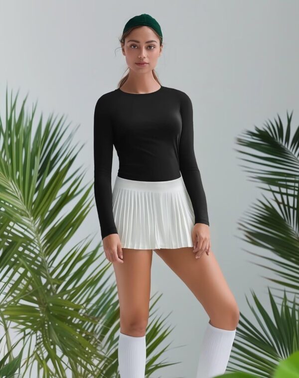 Womens Long Sleeve Workout Tops Slim-Fit Yoga Top Quick Dry Running Athletic Shirt High Stretch