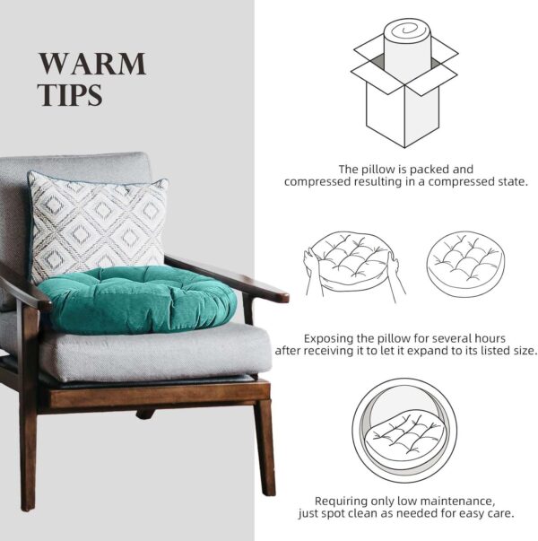 Meditation Floor Pillow Large Floor Seat Pillows Cushion for Adults Round Pillow Corduroy Round Floor Cushions for Living Room Tatami Yoga,Sky Blue,16.5x16.5 Inch
