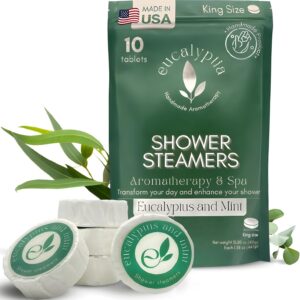 Mint Eucalyptus Shower Steamers – 10 Pack Aromatherapy Tablets for Relaxation, Stress Relief, Handmade Natural Essential Oils, Spa Shower Tablets, Perfect Birthday Gifts for Women