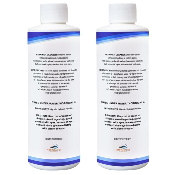 Ultrasonic Retainer Cleaner Solution Concentrate - Ultrasonic Denture Cleaner for Ultrasonic Machines - Cleans Mouthguards, Invisalign, and Nightguards - Odor, Stain and Discoloration Remover (16 oz)