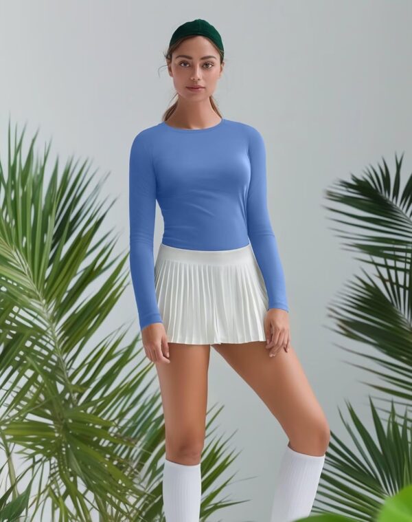 Womens Long Sleeve Workout Tops Slim-Fit Yoga Top Quick Dry Running Athletic Shirt High Stretch