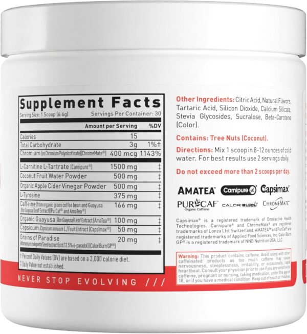 Kaged Thermogenic Powder | Clean Burn | Orange Mango | Men & Women | Weight Management Supplement | Organic Caffeine | Apple Cider Vinegar | 30 Servings