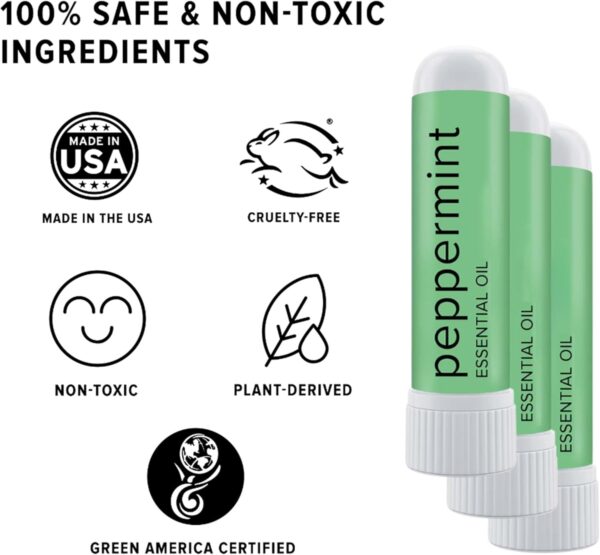 MOXĒ Peppermint Essential Oil Nasal Inhaler, Therapeutic No-Mess Aromatherapy, Cooling, Refreshing, Invigorating, Uplifts Mood and Positivity, Pure and Undiluted, Made in USA (3 Pack)`