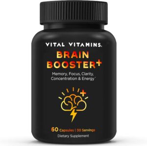 Vital Vitamins Nootropic Brain Supplement Plus - for Memory, Focus, Concentration, Neuro Energy, Clarity - with Lion's Mane Mushrooms - 60 Capsules