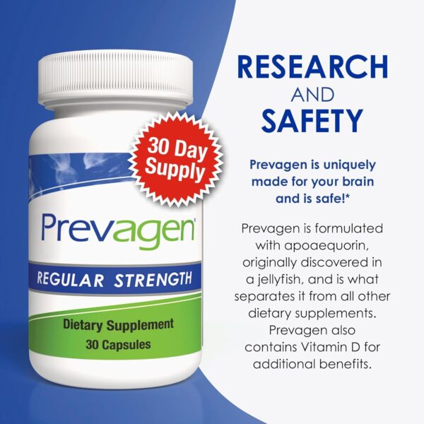 Prevagen Regular Strength 10mg, 30 Capsules |1 Pack| with Apoaequorin & Vitamin D with Attractive and Stackable Prevagen Storage Box