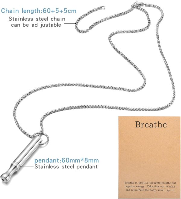 Mindfulness Breathing Necklace Stress Relief Pendant Stainless Steel Anxiety Breathe Necklace for Women Men