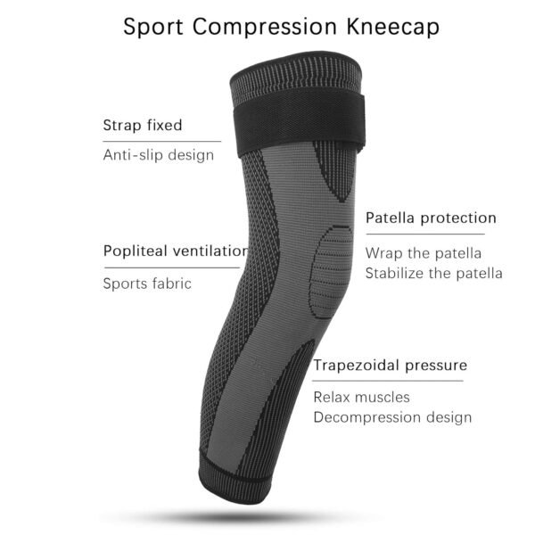 Sport Compression Kneecap Lengthen Outdoor Fitness Bandage Leg Guard Sleeve Gear for Unisex (L)