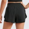 CRZ YOGA Girls 2 in 1 Dolphin Athletic Running Shorts with Pockets High Waist Teen Kid Workout Casual Tennis Soccer Split