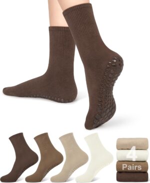YSense Thin Pilates Grip Socks for Women Non Slip, Yoga Barre Socks Grippy Socks for Pilates, Dance, Ballet, Barre, Hospital