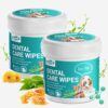 Dog Dental Care Wipes - Dog Teeth Cleaning Finger Wipes - Dog Tooth Brushing Kit Dental Wipes - Reduces Plaque & Freshens Breath (100 Pcs)