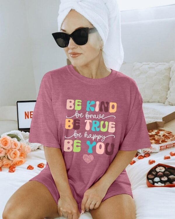 Be Kind Shirt Women Oversized Kindness Shirts Cute Teacher Graphic Tee Motivational Positive Message Short Sleeve Top
