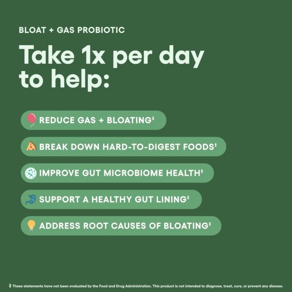 Physician's CHOICE Bloat & Gas Probiotic 5-in-1 Proactive Support + Daily Relief - Digestion & Gut Health- Herbals, Digestive Enzymes, Post & Prebiotics - Gas Relief for Adults - Women & Men - 30ct
