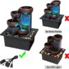 Small Indoor Relaxation Tabletop Fountain and Waterfall, Zen Meditation Waterfall Feature with Color LED Light & Natural River Rocks, Waterfall Decor for Home Office Bedroom Living Room (Style 1)