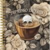 Mental Health Vintage Spiral Notebook, Skull Coffee Mug Cup Journal, Depresso Espresso 5.5"x8.3" 164pages Lined Notebooks College Ruled, Retro Floral Notebook for Office School Supplies