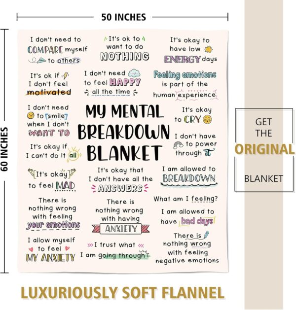My Mental Breakdown Blanket, Mental Health/Inspirational Gifts for Women Men, Mental Health Counselor Gifts, Daily Affirmations, Stress Relief/Self Care Love Gifts, Calm Down Corner Supplies